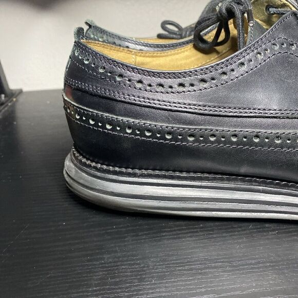 Cole Haan Zerogrand Oxford Mens 11.5 Black Leather Wingtip Longwing Shoes C21134 - Picture 2 of 12